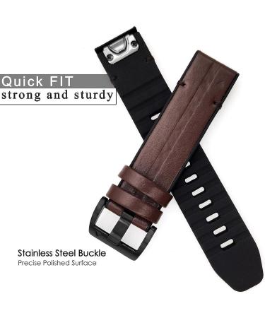 Abanen Leather Watch Bands for Fenix 6 / Fenix 5 / Fenix 7  QuickFit 22mm Soft Genuine Leather with Silicone Sweatproof Wrist Strap for Garmin Fenix 6 Pro/Sapphire Instinct  EPIX 2 Approach S62/S60 Coffee - Buy Online on GoSupps.com