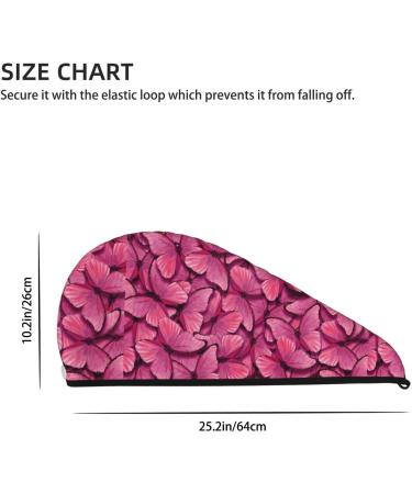 Hair Towel Wrap - Quick Drying Towel Turban with Button | Pink Butterfly Design - Buy Online on GoSupps.com