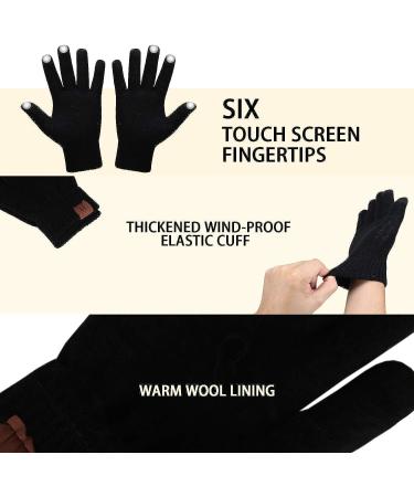 Winter Beanie Hat Scarf Touchscreen Gloves Set - Unisex Warm Knit Fleece Lined - Black One Size - Buy Online on GoSupps.com