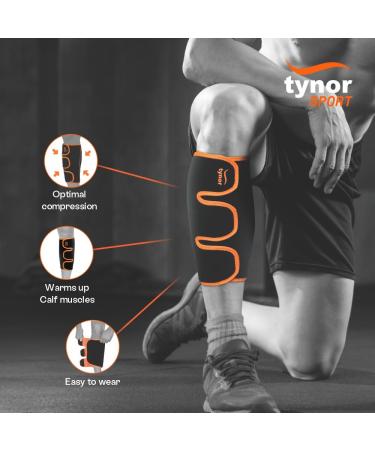 TYNOR Shin & Calf Support Neo - Black & Orange | Universal Fit | International Shipping Available - Buy Online on GoSupps.com