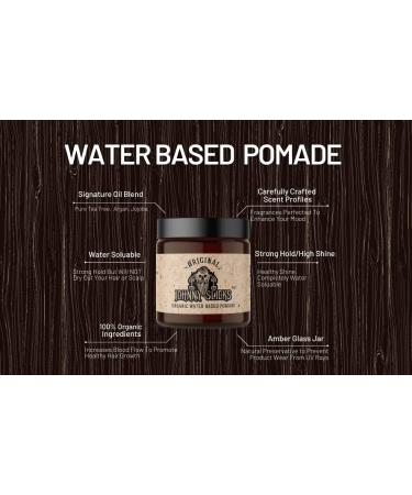 Johnny Slicks Rugged Strong Hold Water Based Hair Pomade - 4oz - Promotes Healthy Hair Growth and Hydrates Dry Skin - Men's Grooming Essential - Buy Online on GoSupps.com