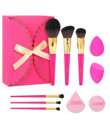 Makeup Brushes Set with Makeup Sponges Puff Pink Make Up Brushes with Gift Box For Foundation Powder Contour Eye Shadows