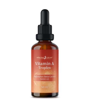 Vitamin A drop high -dose - 50 ml - 5000 I.E. (1500 mcg) per daily dose - 9 mg beta -carotene - Retinol liquid & vegan - solved in MCT oil made of coconut
