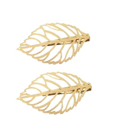 Tzoxal Vintage Hollow Leaf Hair Clips Barrettes for Women  Gold Elegant Alloy Leaves Style Duckbill Hairpins  Fashion Hairgrip Hair Accessories for Party Wedding Daily (2PCS  Gold Tone)