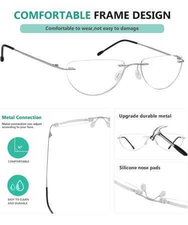 Shop Eyekepper 4-Pack Rimless Reading Glasses - Lightweight Half Moon Readers for Men & Women +4.0 | Mix Color Options Available - Buy Online on GoSupps.com