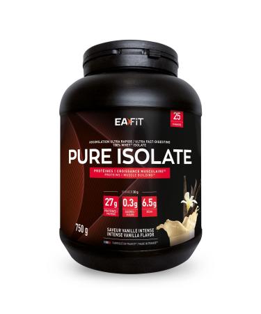 Eafit EAFIT - Pure Isolate - Whey Protein Isolate - Whey for Weight Gain and Bodybuilding - 26g Protein 5.6g BCAAs - Low in Sugars and Fat - 750g - Vanilla - Brand FR