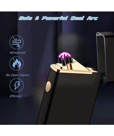 Electric Lighter USB Rechargeable Lighter Windproof Flameless Lighter Dual Arc Plasma Lighter Pocket Metal Lighter for Fire Candles Incense Camping - Buy Online on GoSupps.com