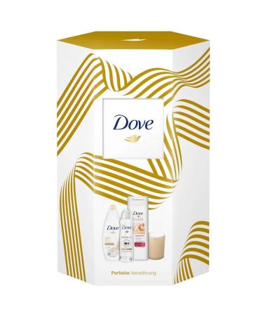Dove Gift Set Perfect Pampering for nourished Skin with Shower Gel Deodorant Spray Body Lotion and Scented Candle (250 ml + 150 ml + 400 ml)
