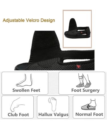 Men's Breathable Diabetic Slippers - Extra Wide Width Adjustable Sandals for Elderly - Indoor/Outdoor House Shoes - Size 12 Black - Buy Online on GoSupps.com