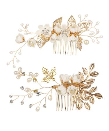 FRCOLOR Set of 5 Pearl Hair Clips White Clothes Hair Accessories Hair Clips with Rhinestone Tiara for Wedding Bridal Comb Bridal Hair Comb Wedding Headpiece Bridal Hair Pin Set