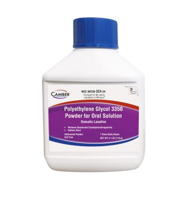 Camber Polyethylene Glycol 3350 Powder for Solution Osmotic Laxative Relieves Occasional Constipation Unflavored 119 gr. 7 Doses