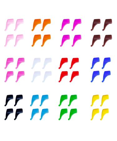 48Pcs Glasses Ear Grip Colorful Non Slip Eyeglasses Ear Hooks for Work Soft Silicone Rubber Ear Hooks for Adults Multicolour