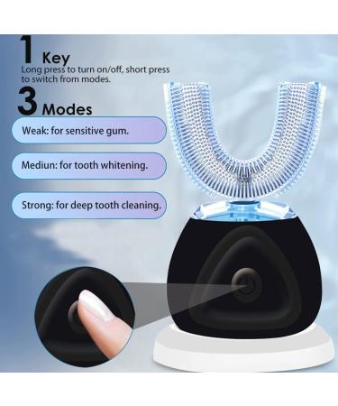 360 Automatic Ultrasonic Toothbrush - Wireless Black Electric Tooth Whitener with Timer for Adults - Best Sound Tooth Cleaning Device - Buy Online on GoSupps.com