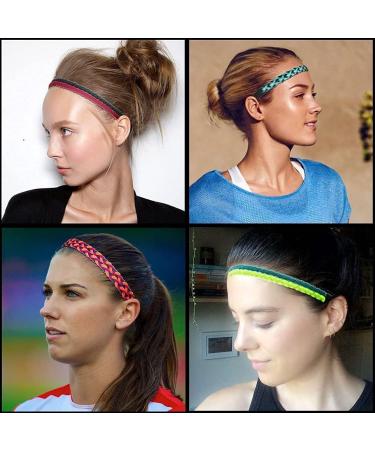 Women's Workout Sweatbands - Non Slip Athletic Headbands for Running - Moisture Wicking - Pack of 4 - Buy Online on GoSupps.com