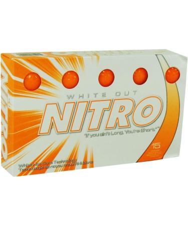 15-Pack Nitro White Out Golf Balls in Vibrant Orange - Long Distance Performance - Buy Online on GoSupps.com