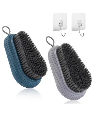 Riisoyu nail brush 2 pieces of hand brush with 2 glue hooks durable ABS hand washing brush for the clean cuticle fingernails toe and bathroom sink workshop gray & blue - Buy Online on GoSupps.com