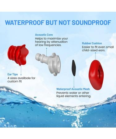 Swim Ear Plugs - Waterproof Silicone for Adults & Kids - 4 Sizes for Small Ear Canals - Buy Online on GoSupps.com