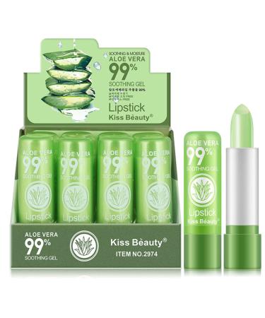 Organic Aloe Vera Moisturizing Lipstick - Color Changing Lip Balm | Long-Lasting Hydration | 12-Piece Set - Buy Online on GoSupps.com