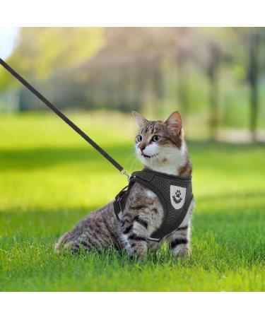 BINGPET Escape Proof Cat Harness and Leash Set - Adjustable Reflective Mesh Vest Harness for Small Medium Cats - Walking Kit for Kittens - Black - Buy Online on GoSupps.com
