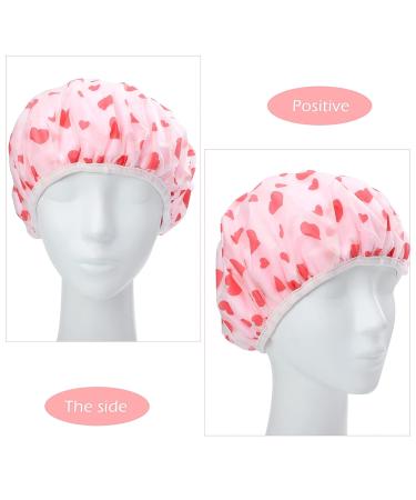 FRCOLOR Girl Beanie Shower Cap - Reusable Floral Printed Spa Cap for Girls - Elastic Double Wrap Protector for Beauty Bonnet - Salon Bathing Cap for Women - Pink, 29x29cm - Buy Online on GoSupps.com
