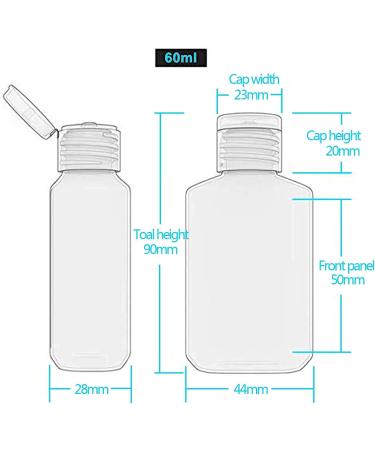 Foochy 60 Pack Clear Hand Sanitizer Bottles - 60ml/2oz - BPA/Parabens Free | Refillable Flip-Top Bottles for Hand Sanitizer, Shampoo, Lotion, etc - Buy Online on GoSupps.com
