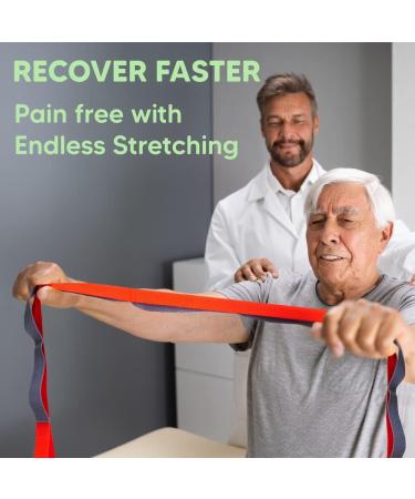 sport2people Stretching Strap for Yoga & Flexibility - 12-Loop Stretch Band for Rehabilitation - Includes 2 Free Exercise Ebooks - Recommended by Physical Therapists - Blue-Gray - Buy Online on GoSupps.com