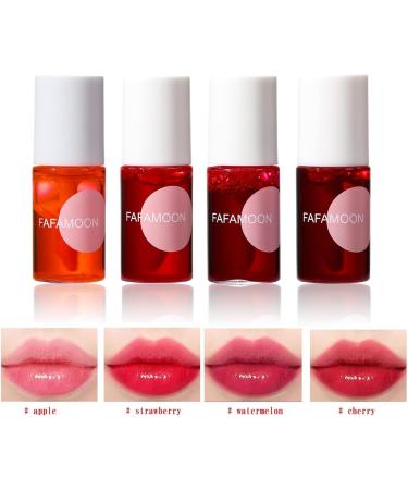 Fafamoon Long Lasting Lip Gloss - 4 Colors Fruit Juice Lip Tint Set Mini Liquid Water Tint Waterproof Lip Stain Multi-Use Lip And Cheek Tint Non-Sticky Moisturizing Lip Stain (2 * 01#Apple) - Buy Online on GoSupps.com
