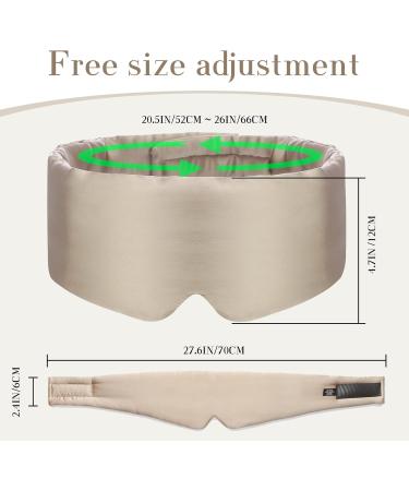 100% Mulberry Silk Sleep Mask - Adjustable Eye Mask for Men & Women | Side Sleeper Blackout Eye Cover for Travel & Office | Large Size (Taupe - Buy Online on GoSupps.com