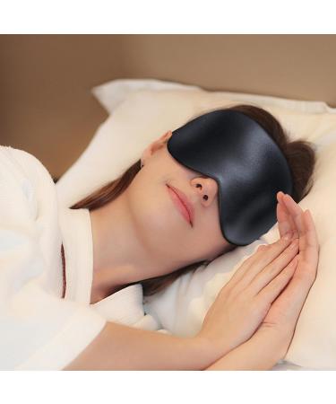 Buy Gritin Silk Sleep Mask - 100% Natural Skin-Friendly Eye Mask for Side Sleepers with Adjustable Straps & Earplugs - Dark Black | International Shipping - Buy Online on GoSupps.com