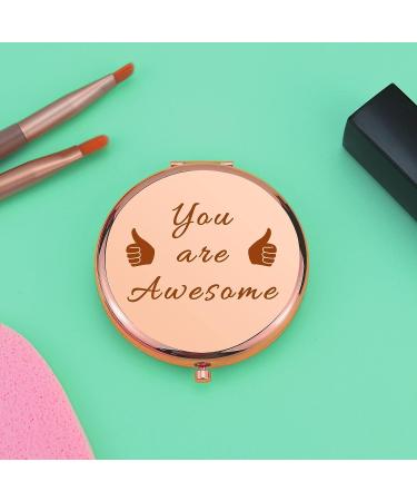 Inspirational Rose Gold Compact Mirror - Motivational Gift for Women - Travel Makeup Mirror for Her - Birthday/Christmas/Graduation Gift Idea - Buy Online on GoSupps.com
