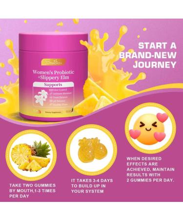 Her Juicy Feminine Probiotics Gummies for Women with Slippery Elm - Pineapple Flavor pH Balance & Immune Health Support - Digestive & Feminine Support - Vegan Supplement 60 C 60 Count (Pack of 1) - Buy Online on GoSupps.com