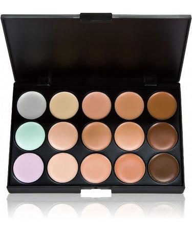 XIXIAN Concealer Palette 15 Colors Camouflage Concealer Palette Professional Contour Eyeshadow Face Cream Makeup Foundation Kit with Sponge Puff & Makeup Brush - Buy Online on GoSupps.com