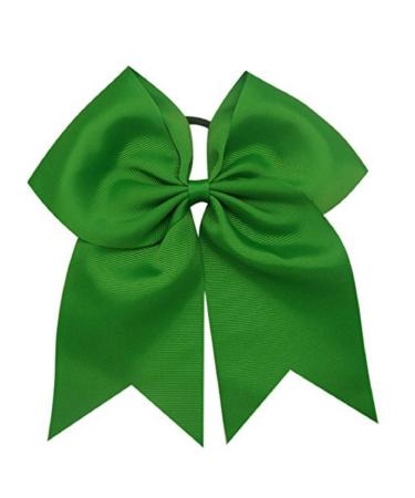 Kenz Laurenz Cheer Bows Green - Cheerleading Softball Gifts for Girls and Women Team Bow with Ponytail Holder Complete Your Cheerleader Outfit Uniform Strong Hair Ties Bands Elastics 1