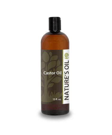 Nature s Oil Castor Oil 15oz 100% Pure Cold Pressed Hexane-Free Carrier Oil for Hair Growth Eyelashes Eyebrows Skin Moisturizer & Massage Castor Oil 15 Ounce (Pack of 1)