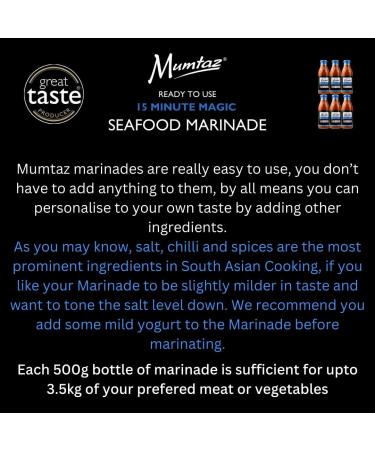 Mumtaz SEAFOOD Marinade Sauce - Pack of 6x500g 15 Minute Magic Marinade Medium Spiced BBQ-Grill-Roast-Stir or Air fry All Natural Ingredients Gluten Free Vegan Friendly. - Buy Online on GoSupps.com