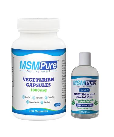 KALA HEALTH MSMPure MSM Capsules 120 Count and MSM Gel with Organic Aloe 8oz Bundle