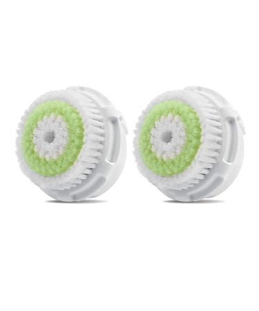 Facial Cleansing Brush Heads Replacement Facial Cleansing Brush Head Exfoliator Facial Brush Heads for Acne Prone Clogged and Enlarged Pores Skins (Green/2Pack)