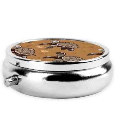 Sea Turtles Mini Round Pill Box - 3 Compartment Travel Organizer | Portable Medicine Case for Home & Office - Buy Online on GoSupps.com