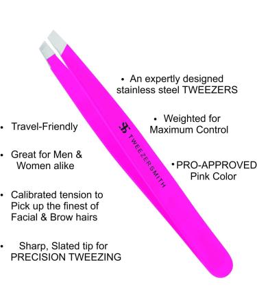 Tweezersmith Professional Slant Tip Tweezer for Effective Hair Plucking - Pink - Buy Online on GoSupps.com