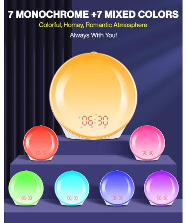 Laliled Sunrise Simulation Alarm Clock - 14 Colors 16 Brightness 10 Natural Sounds FM Radio & Snooze Function | Perfect Wake-Up Light for Adults & Kids - Buy Online on GoSupps.com
