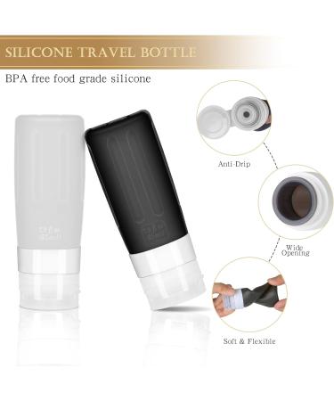 YUNISS 17 Pack Silicone Travel Size Toiletries with Tag - TSA Approved and BPA Free Travel Bottles Set in Black&White - Buy Online on GoSupps.com
