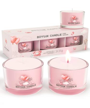 Scented Candles Gift Set for Anxiety | 3 Scented Filled Votive Candles | Relaxation Gifts for Women (Pink Season Collection)