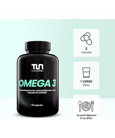 Omega 3 | 2000mg Ultra Pure Wild Fish Oil | High Concentration EPA and DHA with Low Totox | Sustainable Peach | 100 Softgels Enriched with Vitamin E | Made in France | TLN - Buy Online on GoSupps.com