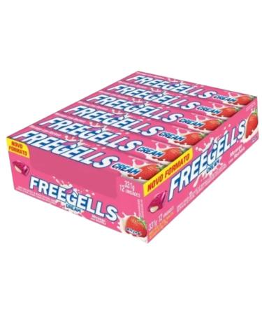 Freegells Strawberry Cream Filled Drops - Hard Candy - 12 units - Imported by Lecsa Specialty Snacks