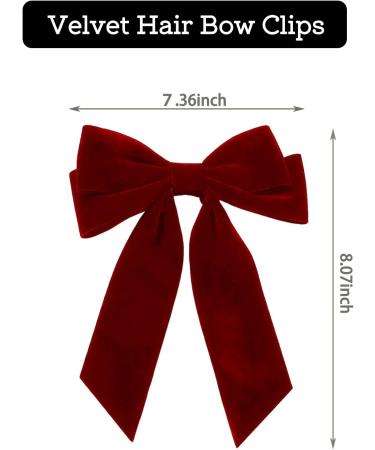 1Pcs Velvet Hair Bows Clips Red Ribbon Clips Cute Barrettes Accessories for Women Girls Big Bowknot Hair Clips for Party Birthday Holiday Graduation - Buy Online on GoSupps.com
