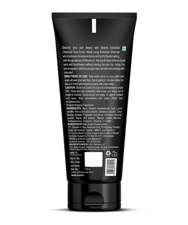 Beardo Activated Charcoal Face Scrub - Deep Pore Cleaning for Men | Anti-Pollution Acne Prone Skin | 100 gm - Buy Online on GoSupps.com