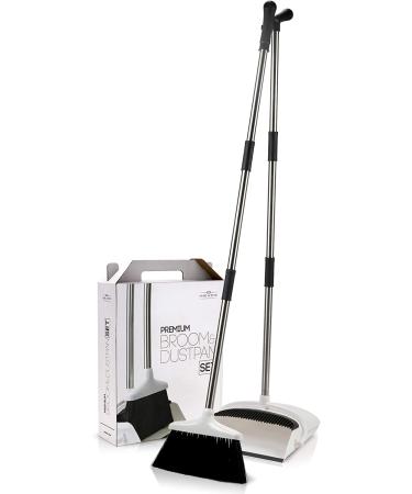Premium Long Handled Broom and Dustpan Set for Home - Upright Standing Lobby Broom and Dust Pan Brush - Lightweight and Robust - Buy Online on GoSupps.com
