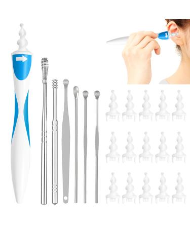 XUWEFUT 7 in 1 Ear Wax Removal Tool Q-Grips Ear Wax Remover Reusable and Washable with 16 Replacement Soft Silicone Tips for Deep Cleaner Earwax Ear Wax Removal Kit for Adults and Kids