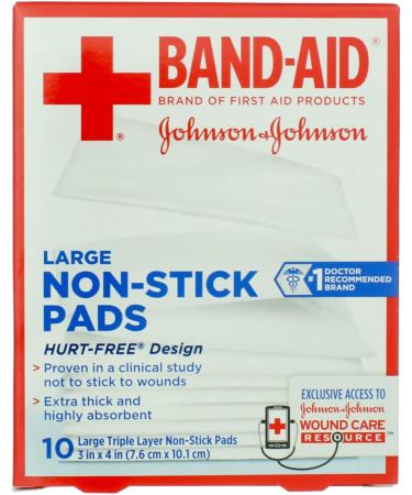 Band-Aid Non-Stick Pads Large 3x4, 10 ea (Pack of 2) | 20-Count First Aid Pads - Large Size - Buy Online on GoSupps.com