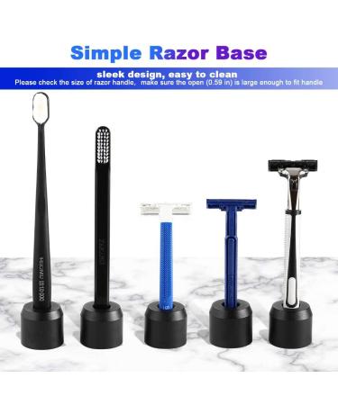 2Pcs Men's Safety Razor Stand - Premium Aluminum Alloy Matte Black Double Edged Razor Holder - Retro Design for Men and Women - Long Handle DE Razor Base Tool - Shaver Accessories - Buy Online on GoSupps.com